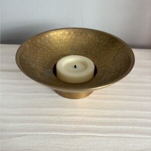 Vintage Hammered Brass Candleholder,